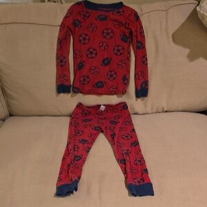 Carter's Red Kids Sports-Print Long Sleeve Pajama Set with Navy Trim